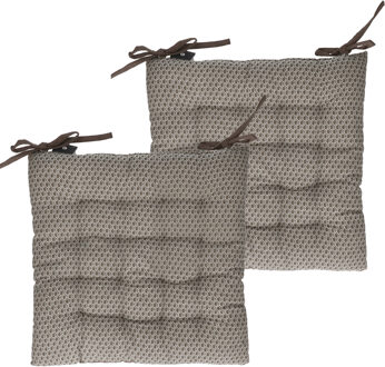 Atmosphera Stoelkussens - 2x - donkergrijs - katoen - 38 x 7 cm - wicker zitkussen