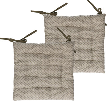 Atmosphera Stoelkussens - 2x - olijf groen - katoen - 38 x 7 cm - wicker zitkussen