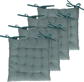 Atmosphera Stoelkussens - 6x - blauw - katoen - 38 x 7 cm - wicker zitkussen