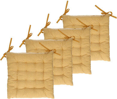 Atmosphera Stoelkussens - 6x - geel - katoen - 38 x 7 cm - wicker zitkussen