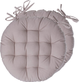 Atmosphera Stoelkussens rond - 2x - beige - katoen - 38 x 6.5 cm - wicker zitkussen