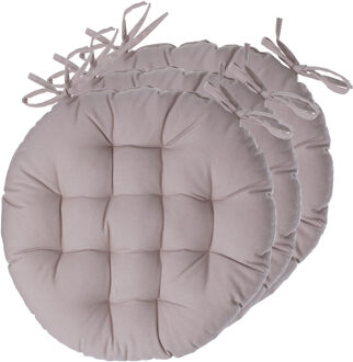 Atmosphera Stoelkussens rond - 6x - beige - katoen - 38 x 6.5 cm - wicker zitkussen - tuinstoelkussens