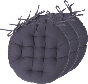 Atmosphera Stoelkussens rond - 6x - donkergrijs - katoen - 38 x 6.5 cm - wicker zitkussen