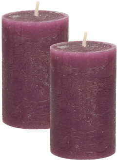 Atmosphera Stompkaars - 2x - bordeaux rood - 5 x 8 cm - klein rustiek model - cilinderkaars - kaars