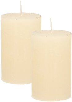 Atmosphera Stompkaars - 2x - ivoor wit - 5 x 8 cm - klein rustiek model - cilinderkaars - kaars