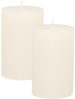 Atmosphera Stompkaars - 2x - wit - 5 x 8 cm - klein rustiek model - cilinderkaars - kaars