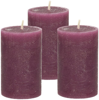 Atmosphera Stompkaars - 3x - bordeaux rood - 5 x 8 cm - klein rustiek model - cilinderkaars - kaars