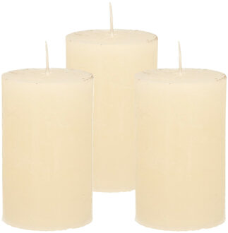 Atmosphera Stompkaars - 3x - ivoor wit - 5 x 8 cm - klein rustiek model - cilinderkaars - kaars
