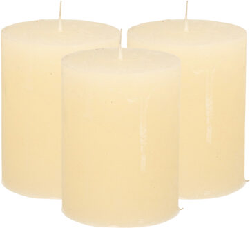 Atmosphera Stompkaars - 3x - ivoor wit - 7 x 9 cm - middel rustiek model - cilinderkaars - kaars