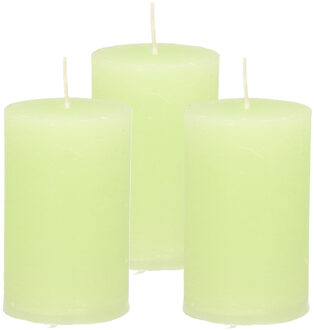 Atmosphera Stompkaars - 3x - lime groen - 5 x 8 cm - klein rustiek model - cilinderkaars - kaars