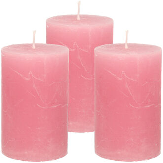 Atmosphera Stompkaars - 3x - oudroze - 5 x 8 cm - klein rustiek model - cilinderkaars - kaars