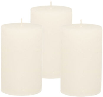 Atmosphera Stompkaars - 3x - wit - 5 x 8 cm - klein rustiek model - cilinderkaars - kaars