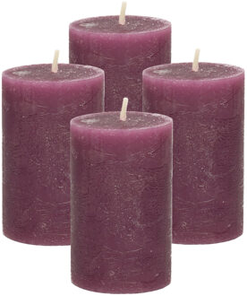Atmosphera Stompkaars - 4x - bordeaux rood - 5 x 8 cm - klein rustiek model - cilinderkaars - kaars