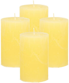 Atmosphera Stompkaars - 4x - geel - 5 x 8 cm - klein rustiek model - cilinderkaars - kaars
