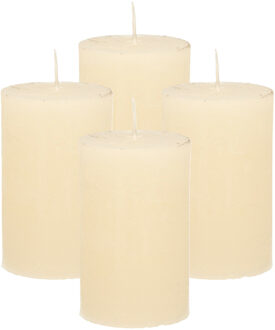 Atmosphera Stompkaars - 4x - ivoor wit - 5 x 8 cm - klein rustiek model - cilinderkaars - kaars