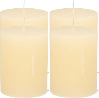 Atmosphera Stompkaars - 4x - ivoor wit - 7 x 9 cm - middel rustiek model - cilinderkaars - kaars