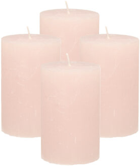 Atmosphera Stompkaars - 4x - licht roze - 5 x 8 cm - klein rustiek model - cilinderkaars - kaars