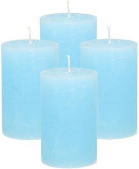 Atmosphera Stompkaars - 4x - lichtblauw - 5 x 8 cm - klein rustiek model - cilinderkaars - kaars