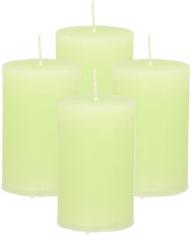 Atmosphera Stompkaars - 4x - lime groen - 5 x 8 cm - klein rustiek model - cilinderkaars - kaars