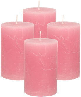 Atmosphera Stompkaars - 4x - oudroze - 5 x 8 cm - klein rustiek model - cilinderkaars - kaars