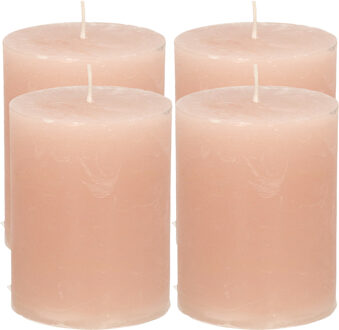 Atmosphera Stompkaars - 4x - taupe - 7 x 9 cm - cilinderkaars - middel rustiek model