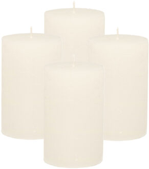 Atmosphera Stompkaars - 4x - wit - 5 x 8 cm - klein rustiek model - cilinderkaars - kaars