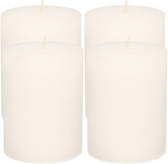 Atmosphera Stompkaars - 4x - wit - 7 x 9 cm - middel rustiek model - cilinderkaars - kaars