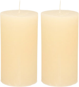 Atmosphera Stompkaars/cilinderkaars - 2x - ivoor wit - 7 x 13 cm - rustiek model