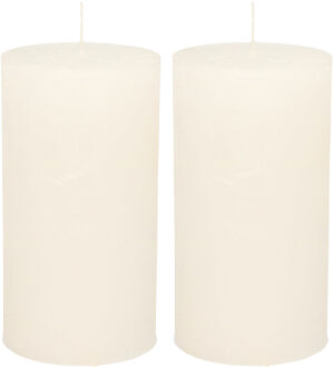 Atmosphera Stompkaars/cilinderkaars - 2x - wit - 7 x 13 cm - rustiek model