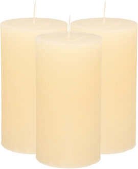 Atmosphera Stompkaars/cilinderkaars - 3x - ivoor wit - 7 x 13 cm - rustiek model