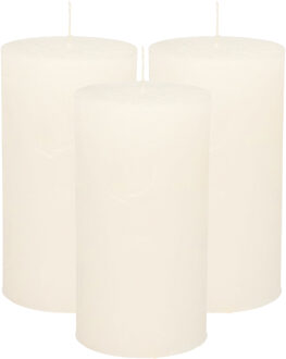 Atmosphera Stompkaars/cilinderkaars - 3x - wit - 7 x 13 cm - rustiek model
