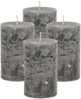 Atmosphera Stompkaars/cilinderkaars - 4x - antraciet - 5 x 8 cm - klein rustiek model