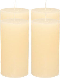 Atmosphera Stompkaars/cilinderkaars - 4x - ivoor wit - 7 x 13 cm - rustiek model