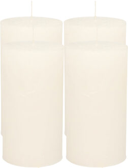 Atmosphera Stompkaars/cilinderkaars - 4x - wit - 7 x 13 cm - rustiek model
