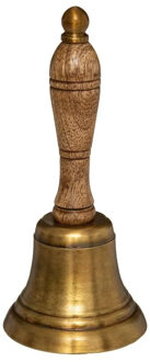 Atmosphera Tafelbel/handbel - 17,5 x 7,5 cm - mangohout?- kerstman bel - bellen