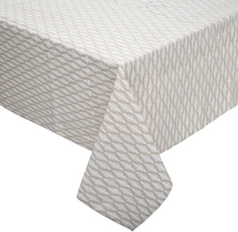 Atmosphera Tafelkleed - katoen - beige met print - 250 x 150 cm - Eettafel tafellakens