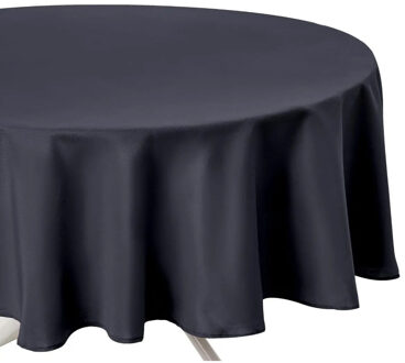 Atmosphera Tafelkleed rond - donkergrijs - Dia 180 cm - Eettafel tafellakens - polyester