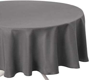 Atmosphera Tafelkleed rond - grijs - Dia 180 cm - Eettafel tafellakens - polyester