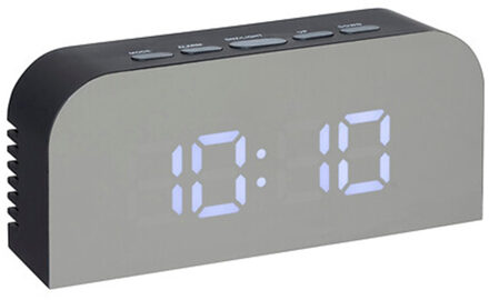 Atmosphera Tafelklok/digitale wekker Bezos - zwart - kunststof - 14 x 6 cm - Digitale tijd - oplaadbaar