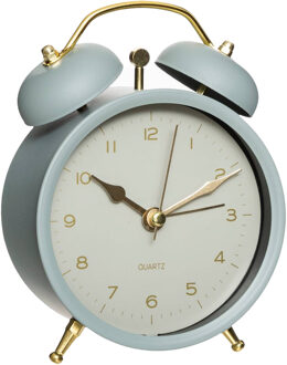 Atmosphera Tafelklok Gaston - grijsblauw - dia 10 cm - metaal/glas - rond - klassiek/chic wekker model