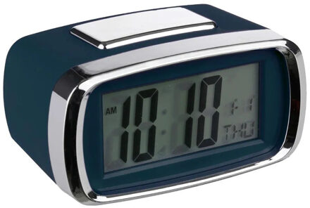 Atmosphera Tafelklok/wekker/alarmklok Snooze - blauw/zilver - kunststof - 10 x 6 cm - Digitaal