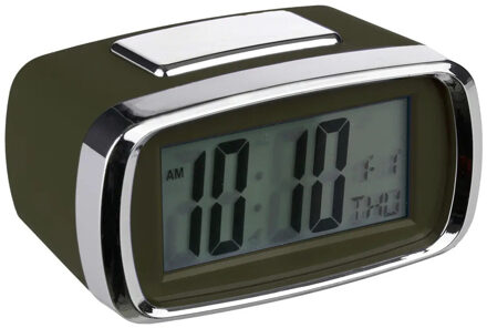 Atmosphera Tafelklok/wekker/alarmklok Snooze - groen/zilver - kunststof - 10 x 6 cm - Digitaal