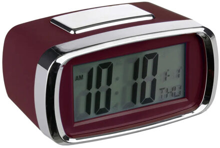 Atmosphera Tafelklok/wekker/alarmklok Snooze - paars/zilver - kunststof - 10 x 6 cm - Digitaal