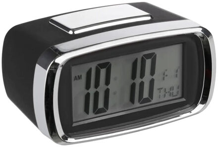 Atmosphera Tafelklok/wekker/alarmklok Snooze - zwart/zilver - kunststof - 10 x 6 cm - Digitaal