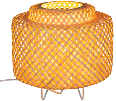Atmosphera Tafellamp Liby - bamboe - rond - 25 cm - Bohemian/ibiza stijl - natuurlijk wonen