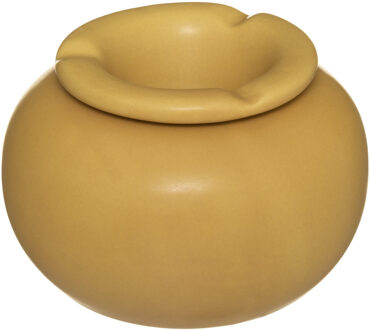 Atmosphera Terras asbak - 1x - stormasbak - keramiek - okergeel - 13 x 9 cm - Buiten en binnen