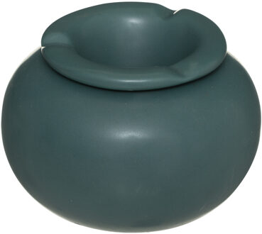 Atmosphera Terras asbak - stormasbak - keramiek - donkergroen - 13 x 9 cm - Buiten en binnen