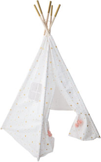 Atmosphera Tipi speeltent voor kinderen - 130 x 130 x 160 cm - wit - wigwam