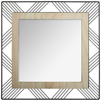 Atmosphera Vierkante wandspiegel?bohemian -?met ophanghaak - zwart - metaal/mdf/glas - Dia 45cm