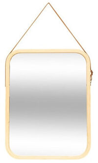 Atmosphera Vierkante wandspiegel?Soho -?met ophanglus - naturel - bamboe/glas - 35 x 45 cm